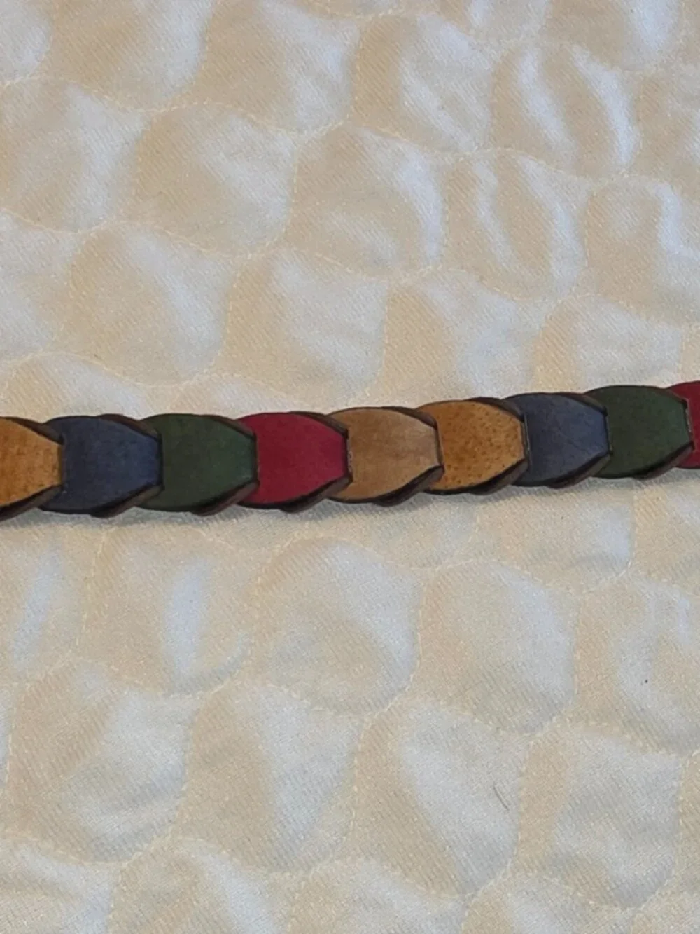 Vintage Braided Leather Belt 1990s Suede Multicolor Boho Pig Split Sz M Retro